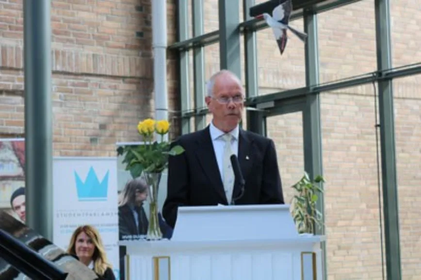 Høgskolelektor Grete Storbæk Eriksen og rektor Hans-Jørgen Leksen ved DMMH på eksamensfesten 2018.