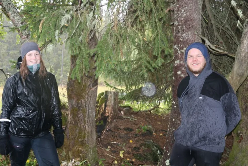 Det skal være gøy på naturlekeplassen, sier DMMH-studentene Anita Vikestad og Bjørn Anders Nubdal.